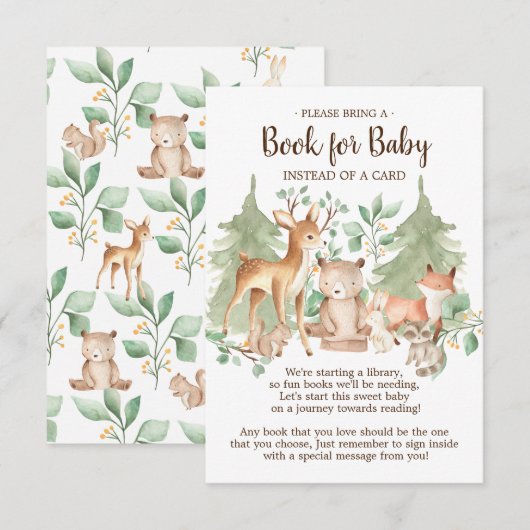 Woodland Forest Dieren Boek voor Baby Kaart (Voorkant / Achterkant)