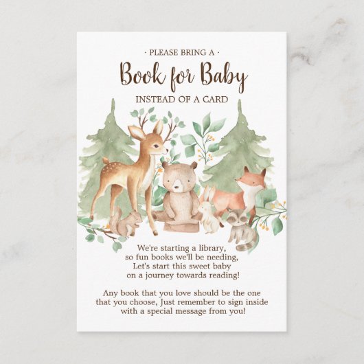 Woodland Forest Dieren Boek voor Baby Kaart (Voorkant)