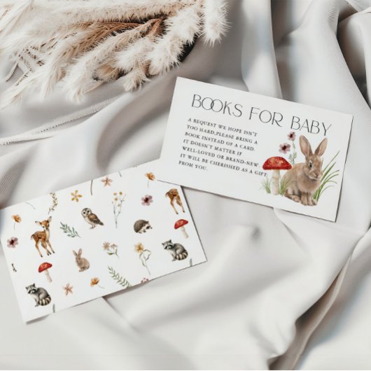 Woodland Forest Dieren Boeken voor Baby shower Informatiekaartje