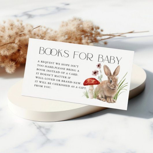 Woodland Forest Dieren Boeken voor Baby shower Informatiekaartje