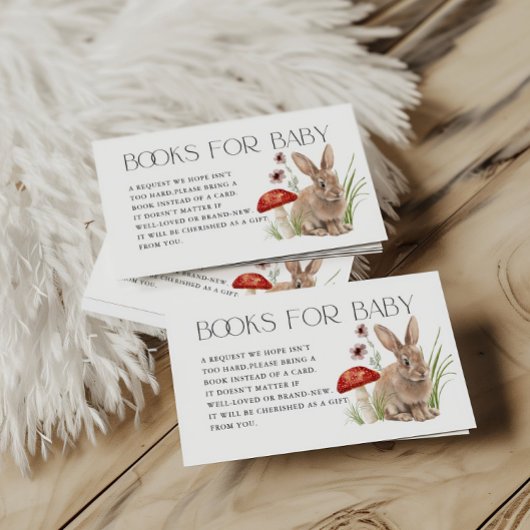 Woodland Forest Dieren Boeken voor Baby shower Informatiekaartje