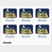 Woodland Forest Dieren Bomen Sky Bookplate Label (Vel)