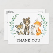 Woodland Forest Dieren Dank u Briefkaart (Voorkant / Achterkant)