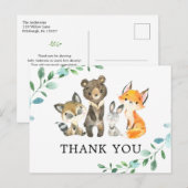 Woodland Forest Dieren Dank u Briefkaart (Voorkant / Achterkant)