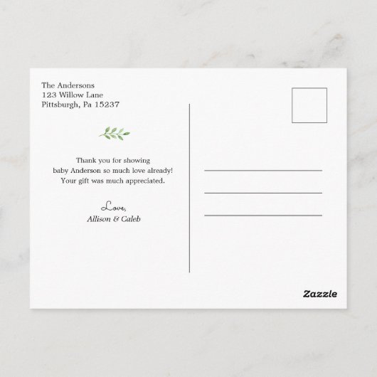 Woodland Forest Dieren Dank u Briefkaart (Achterkant)