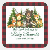 Woodland Forest Dieren Douche Plaid Boek Labels (Voorkant)