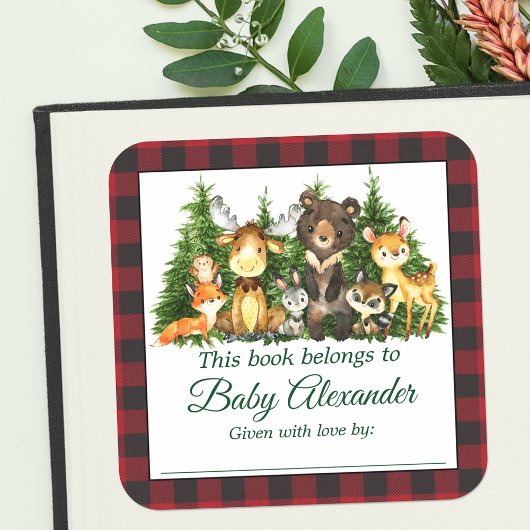Woodland Forest Dieren Douche Plaid Boek Labels