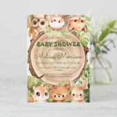 Woodland Forest Dieren en Wood Baby Jongen Douche Kaart (Staand voorkant)