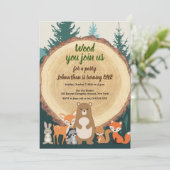 Woodland Forest Dieren gekapt hout 1e verjaardag Kaart (Staand voorkant)