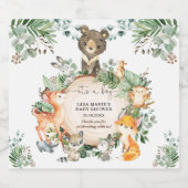 Woodland Forest Dieren Jongen Baby shower Gunsten Sparkling Wijnetiket (Enkel label)