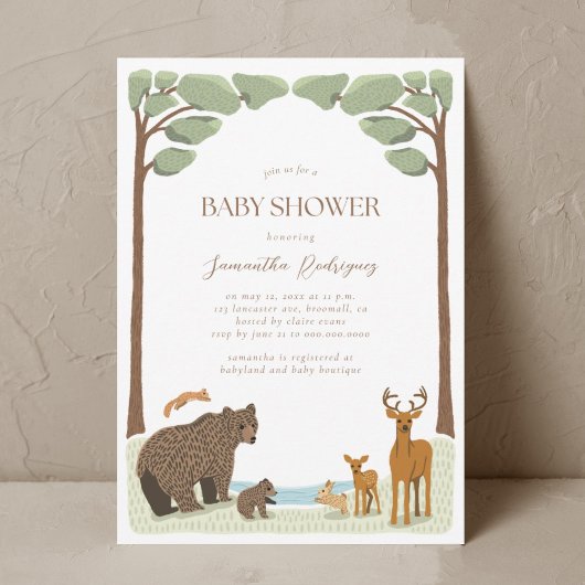 Woodland Forest Dieren Jongen Baby shower Kaart