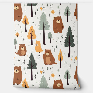 Woodland Forest Dieren Patroon Baby Kwekerij Kamer Behang