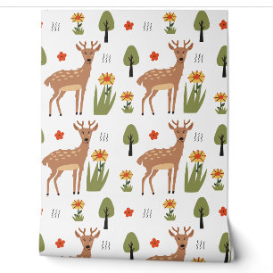 Woodland Forest Dieren Patroon Baby Kwekerij Kamer Behang