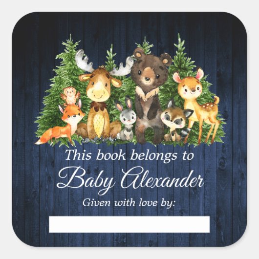 Woodland Forest Dieren Rustieke Douche Boek Labels (Voorkant)