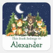 Woodland Forest Dieren Sky Trees Boekplaat Label (Voorkant)