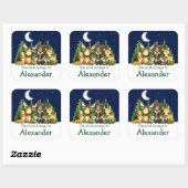 Woodland Forest Dieren Sky Trees Boekplaat Label (Vel)