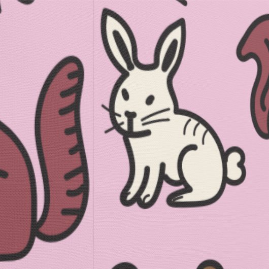 Woodland Forest Doodle Animals roze Behang (Zoom)