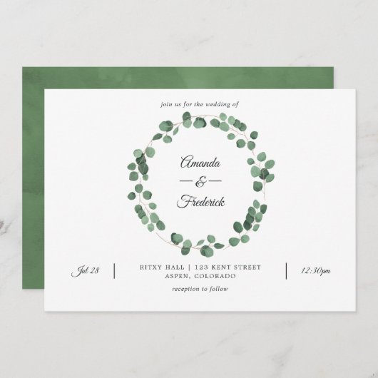 Woodland Forest Eucalyptus Greenery Wedding Kaart (Voorkant / Achterkant)