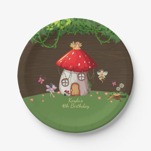 Woodland Forest, Fairy Birthday Papieren Bordje (Voorkant)