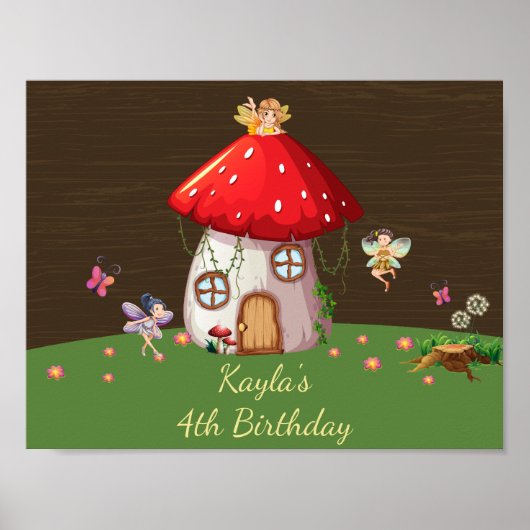 Woodland Forest, Fairy Birthday Poster (Voorkant)