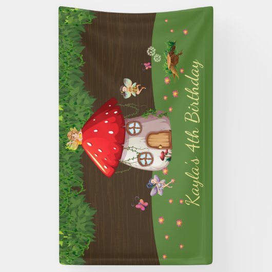 Woodland Forest, Fairy Birthday Spandoek (Verticaal)