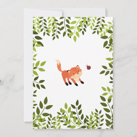 Woodland Forest Fox Boy Baby shower Invitation Kaart (Achterkant)