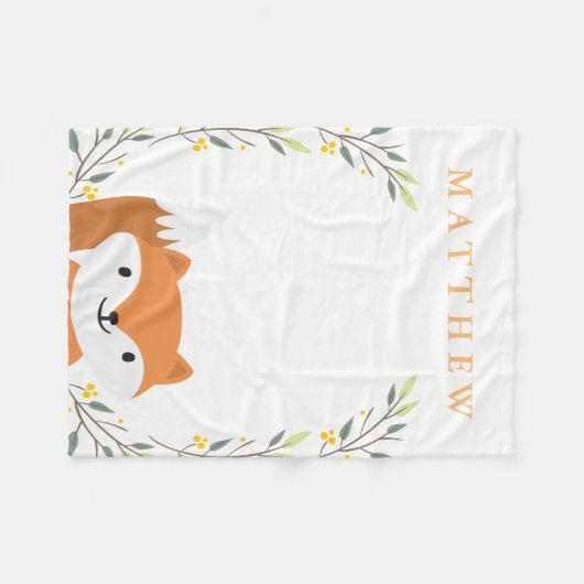 Woodland Forest Fox Fleece Blanket Deken (Voorkant (Horizontaal))