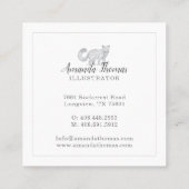 Woodland Forest Fox & Floral Foliage groen Vierkante Visitekaartje (Achterkant)