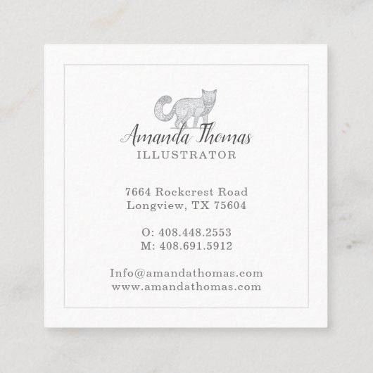 Woodland Forest Fox & Floral Foliage groen Vierkante Visitekaartje (Achterkant)