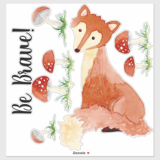 Woodland Forest Fox Waterverf Wees dapper kwekerij Sticker (Vel)