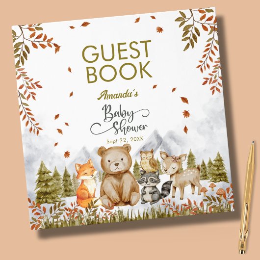 Woodland Forest Friends Baby Shower Guest Book Gastenboek
