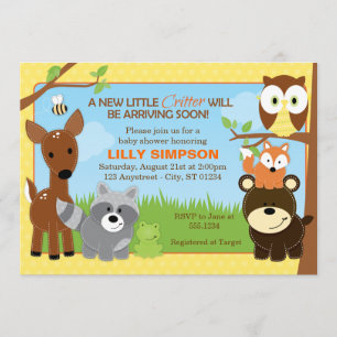 Woodland Forest Friends Baby Shower Invitations Kaart