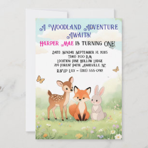 Woodland Forest Friends eerste verjaardag Kaart