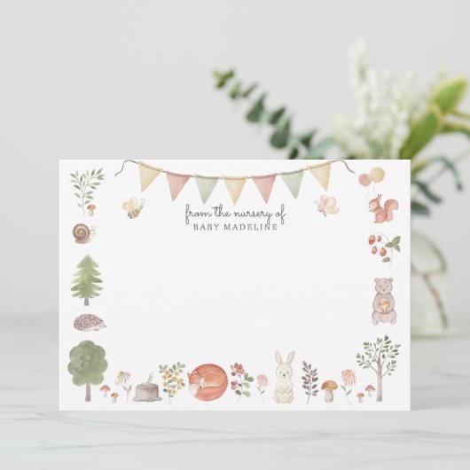 Woodland Forest Friends Nursery Note Card Kaart (Staand voorkant)