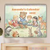 Woodland Forest Friends Personalized Kids 2026 Kalender