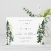 Woodland Forest Green Pines Modern Wedding Kaart (Staand voorkant)