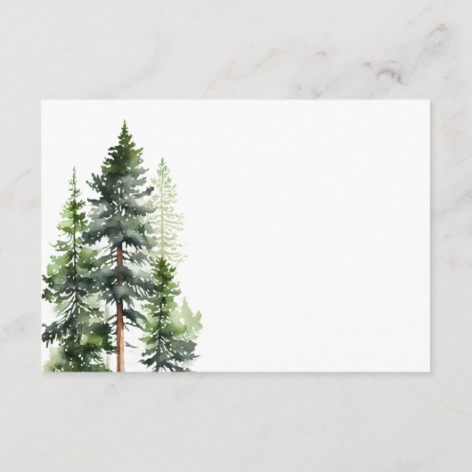 Woodland Forest Green Pines Weddenschap Details Informatiekaartje (Achterkant)