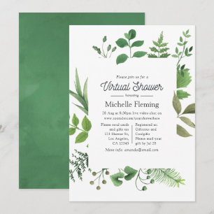 Woodland Forest Green Virtual Baby shower Kaart