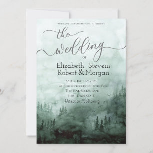 Woodland, Forest Green Wedding Kaart
