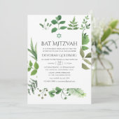 Woodland Forest Greenery Bat Mitzvah Kaart (Staand voorkant)