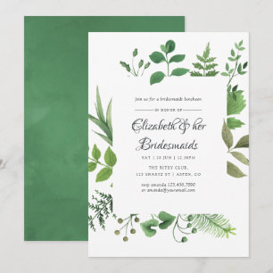 Woodland Forest Greenery Bridesmaids Luncheon Kaart