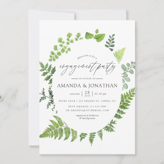 Woodland Forest Greenery Engagement Party Kaart (Voorkant)