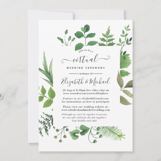 Woodland Forest Greenery Online Virtual Wedding Kaart (Voorkant)