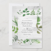 Woodland Forest Greenery QR Code Rustic Wedding Kaart (Voorkant)