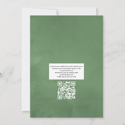 Woodland Forest Greenery QR Code Rustic Wedding Kaart (Achterkant)