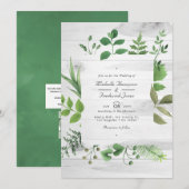 Woodland Forest Greenery QR Code Rustic Wedding Kaart (Voorkant / Achterkant)