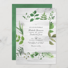 Woodland Forest Greenery QR Code Rustic Wedding Kaart