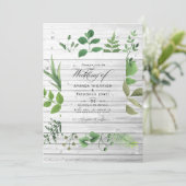 Woodland Forest Greenery Rustic Wedding Foto Kaart (Staand voorkant)