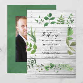 Woodland Forest Greenery Rustic Wedding Foto Kaart