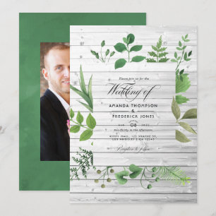 Woodland Forest Greenery Rustic Wedding Foto Kaart